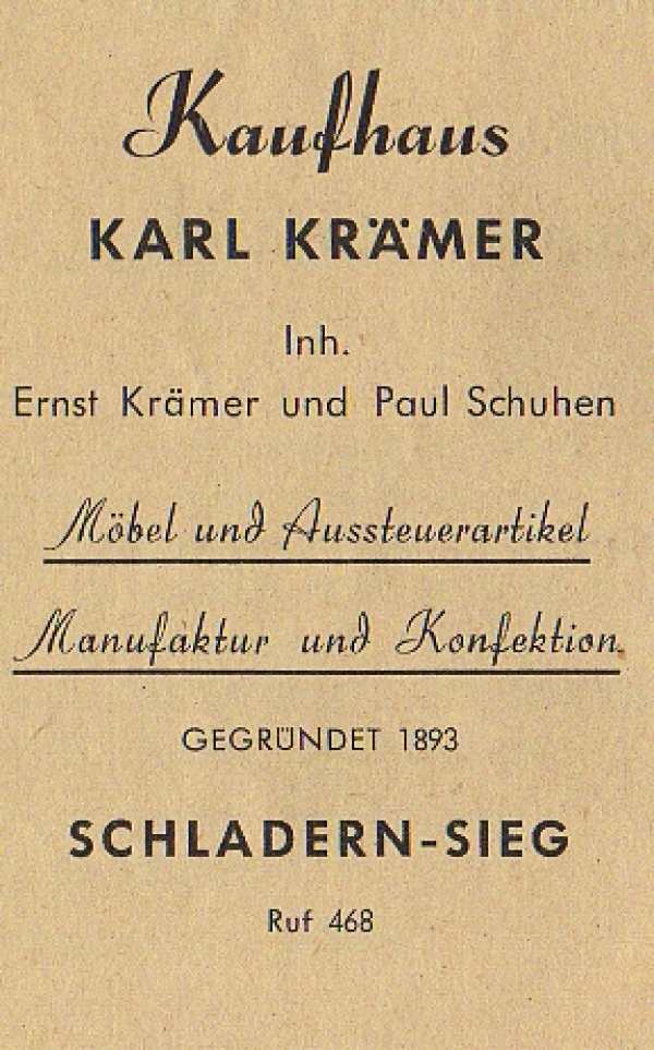 Werbeanzeige Karl Krämer, 1953