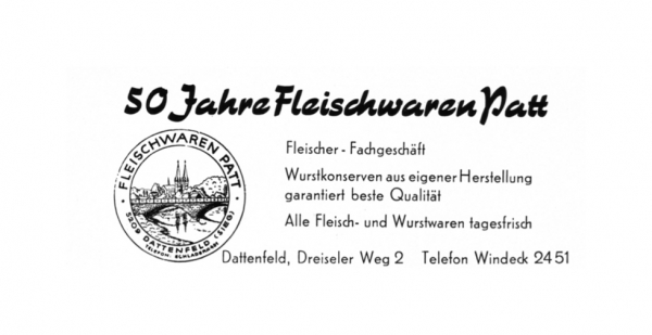 Werbeanzeige Fleischwaren Patt 1974