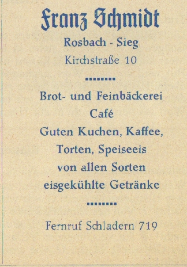 Werbeanzeige Café Franz Schmidt, 1959