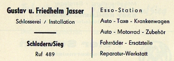 Werbeanzeige Gustav u. Friedhelm Jasser, 1966