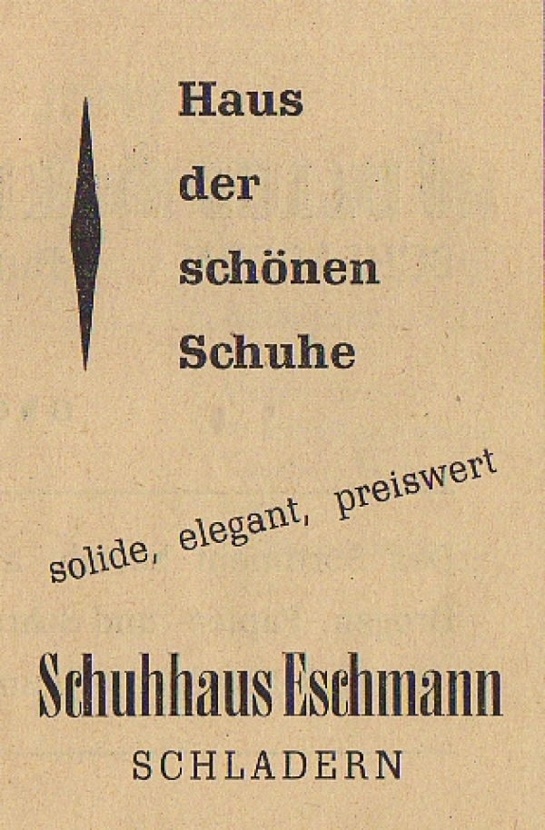 Werbeanzeige Schuhhaus Eschmann, 1953
