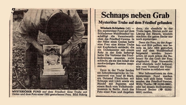 Schnaps neben dem Grab gefunden