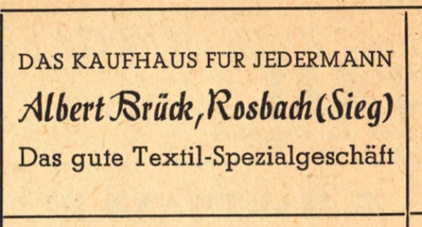 Werbeanzeige Kaufhaus Brück 1951