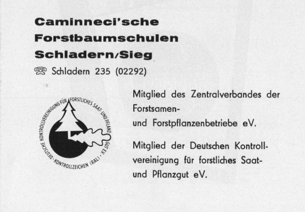 Werbeanzeige Forstbaumschule Caminneci, 1963