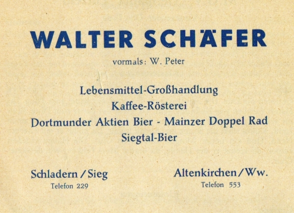 Werbeanzeige Walter Schäfer, 1959