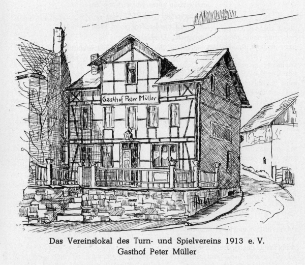 Federzeichnung Gasthof Peter Müller, 1963