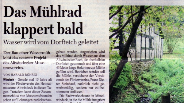 Das Mühlrad klappert bald