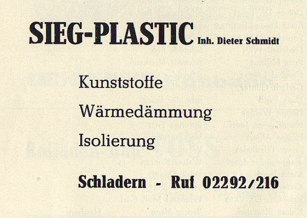 Werbeanzeige Sieg-Plastic, 1966