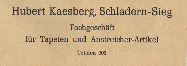 Werbeanzeige Hubert Kaesberg, 1953