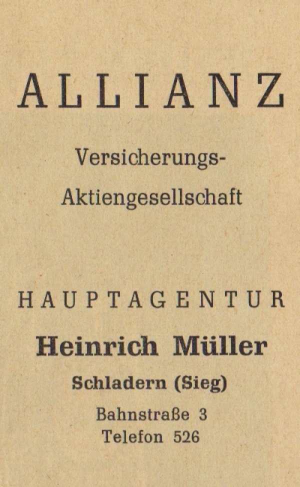 Werbeanzeige Heinrich Müller, 1953