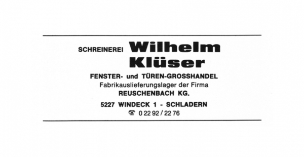Werbeanzeige Schreinerei Klüser 1974