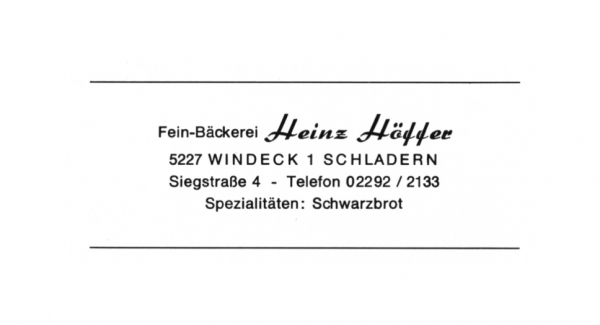 Werbeanzeige Bäckerei Höffer 1974