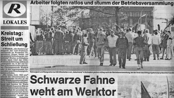 Schwarze Fahne weht am Werktor
