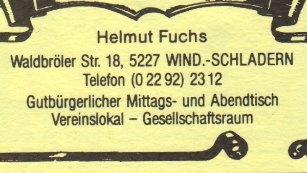 Werbeanzeige Gasthaus Müller, 1988