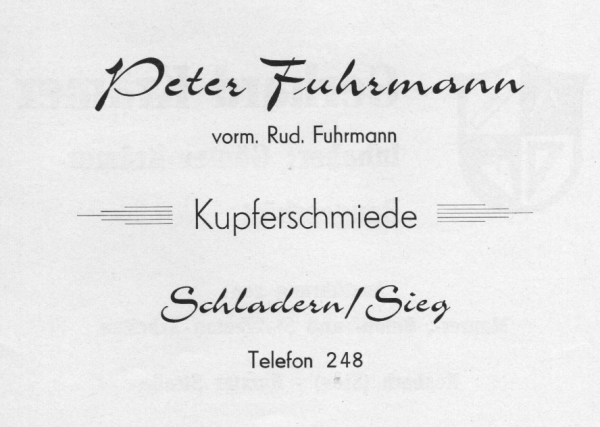 Werbeanzeige Peter Fuhrmann, 1963