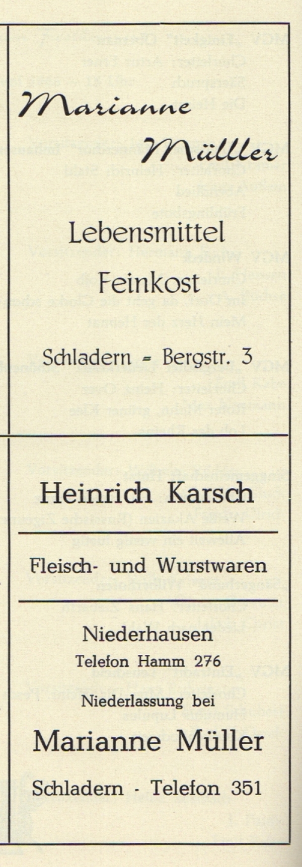 Werbeanzeige Marianne Müller, 1966