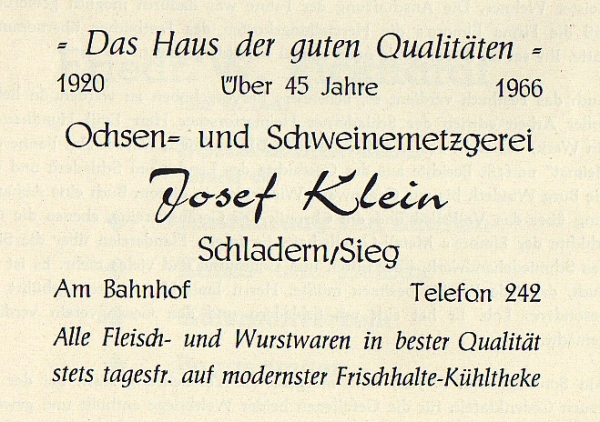Werbeanzeige Josef Klein, 1966