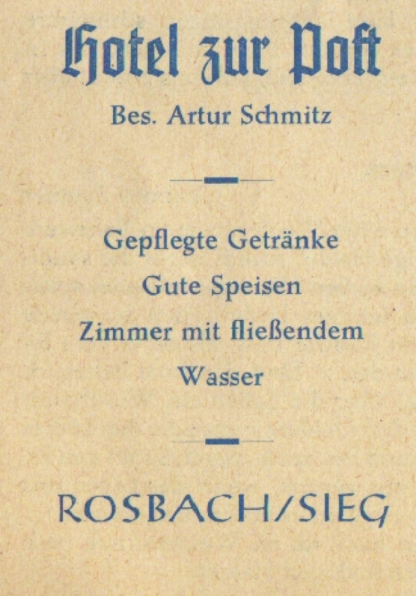 Werbeanzeige Hotel zur Post, 1959