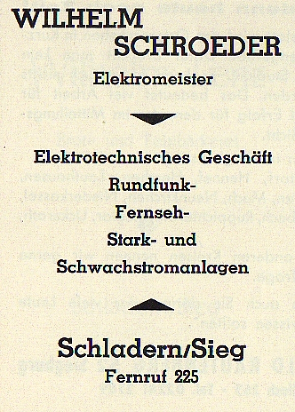 Werbeanzeige Wilhelm Schroeder, 1966
