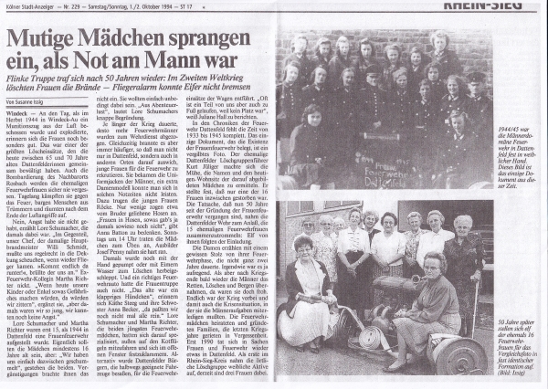 Mutige Mädchen - Frauenfeuerwehr Dattenfeld