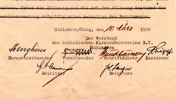 Katholische Kirche Schladern - Zwei Plätze für Josef Höffer