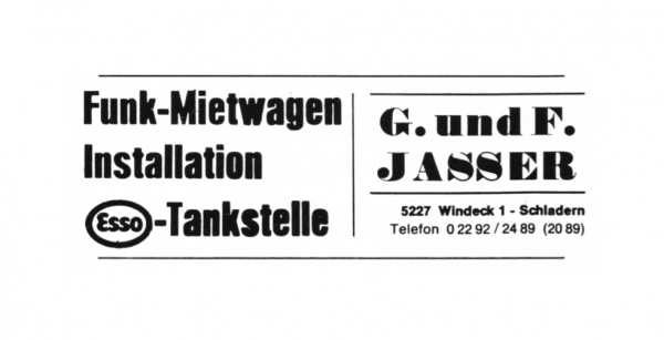 Werbeanzeige G. und F. Jasser