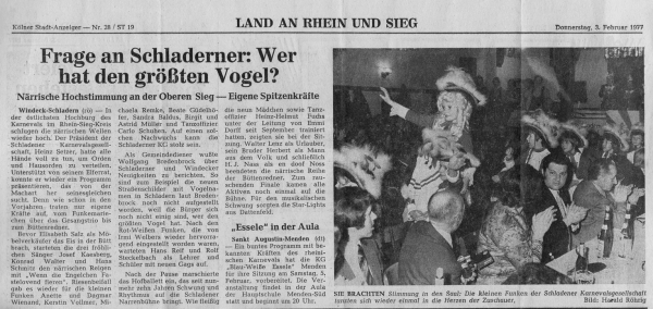 Frage an Schladerner: Wer hat den größten Vogel?