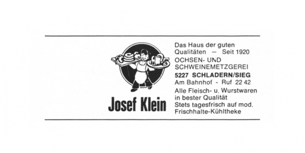 Werbeanzeige Metzgerei Klein 1974