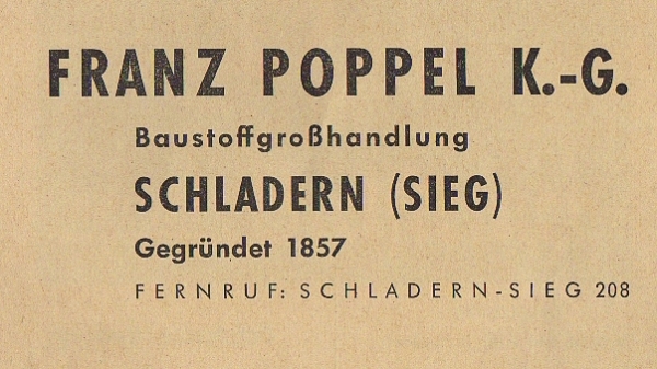Werbeanzeige Franz Poppel, 1953
