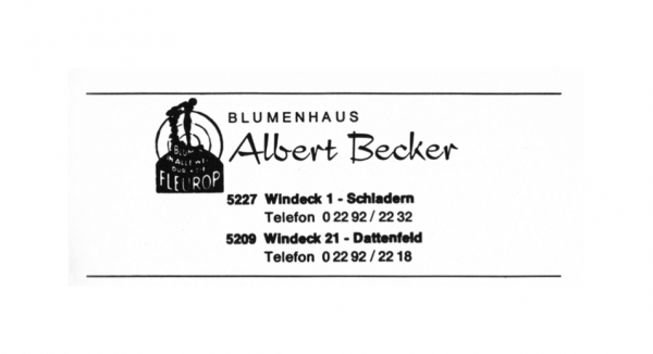 Werbeanzeige Blumenhaus Albert Becker 1974